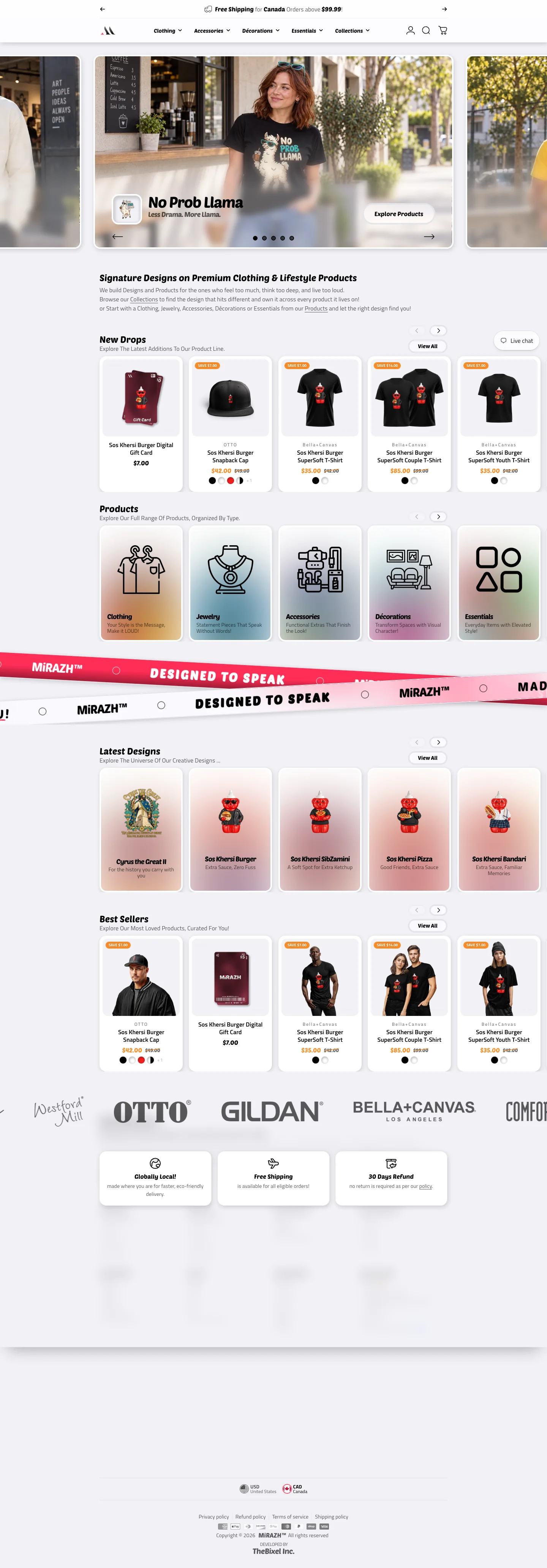 MiRAZH storefront on desktop